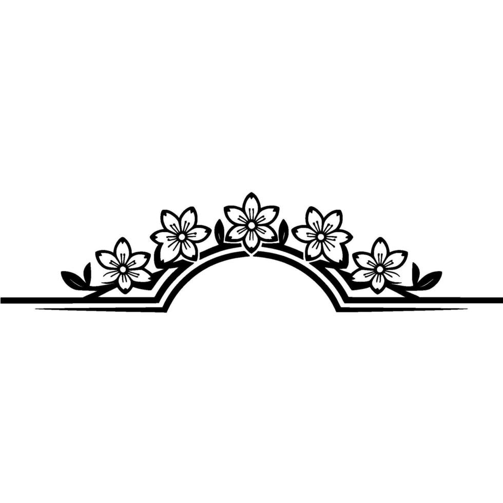 Elegant Floral Arch Border, Minimalist Black and White vector