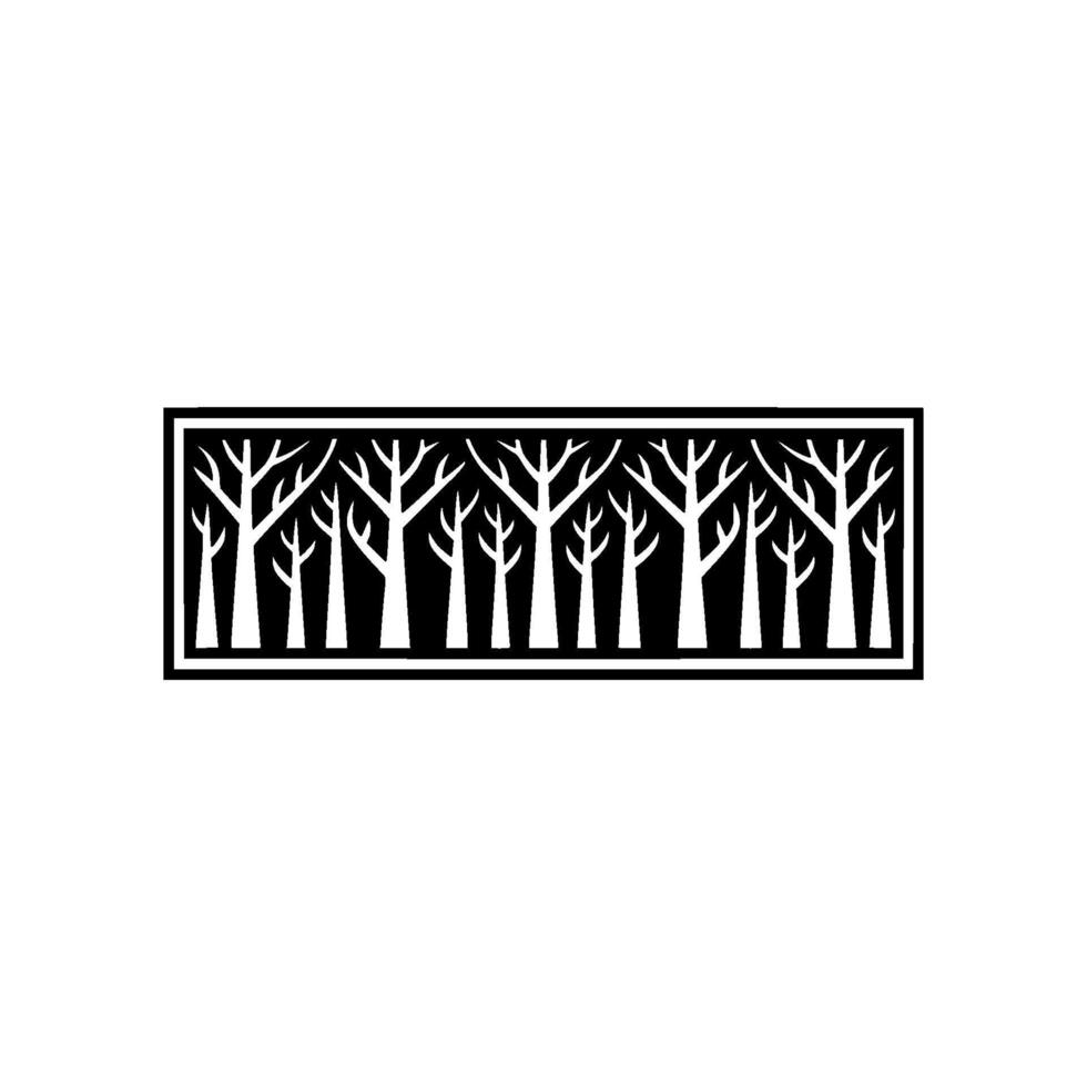 Minimalist Forest Silhouettes in Black and White Frame vector