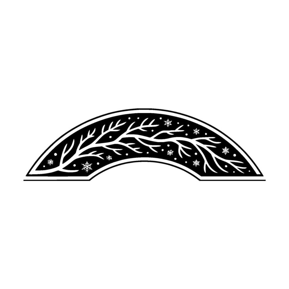 Winter Arch Black White Branch Motif with Snowflakes vector