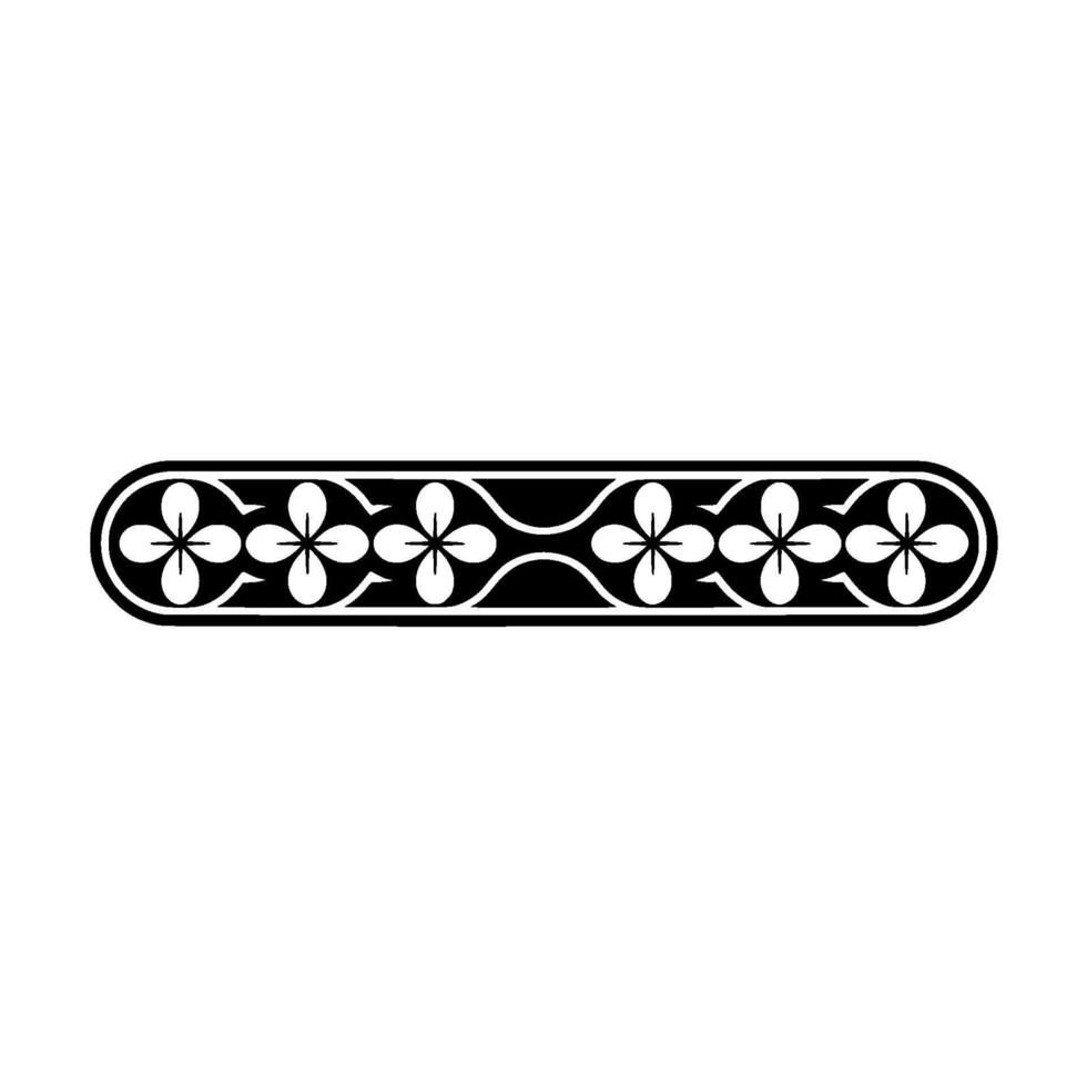 Elegant Floral Border Ornament, Black White, Repeating Pattern vector