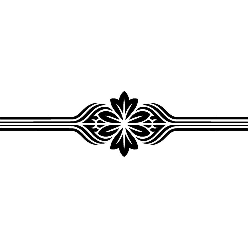 Floral Line Art Elegant Black and White Element vector