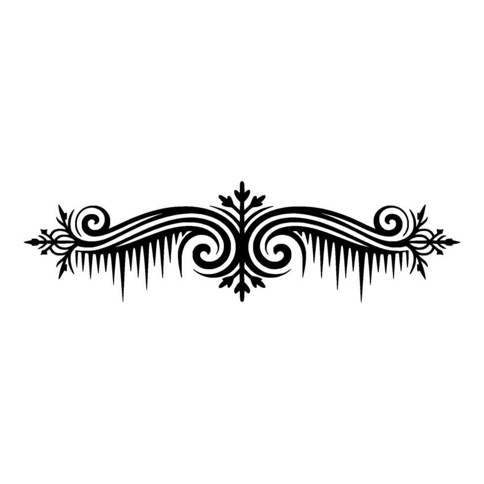 Ornamental Black and White Winter Swirls and Icicles Element vector