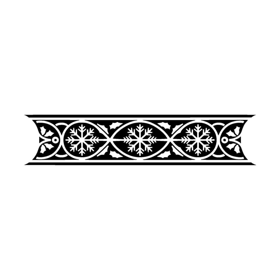 Elegant Winter, Snowflake Border in Black White vector
