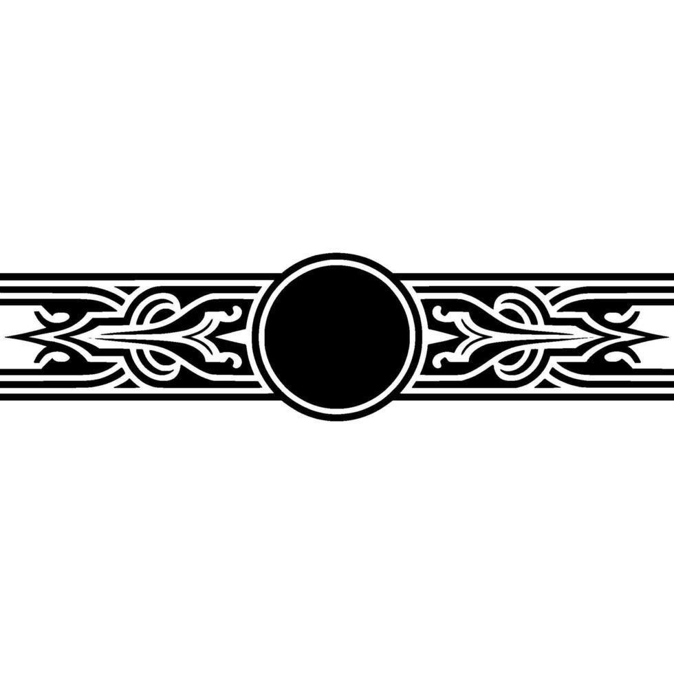 Elegant Black White Ornament Circle Floral Motif on White Background vector