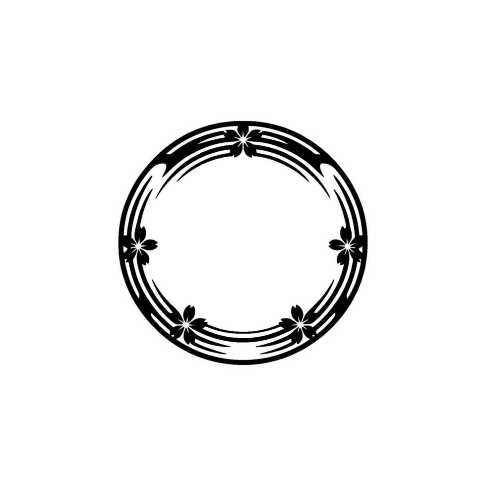 Minimalist Floral Circle Frame Elegant on White vector