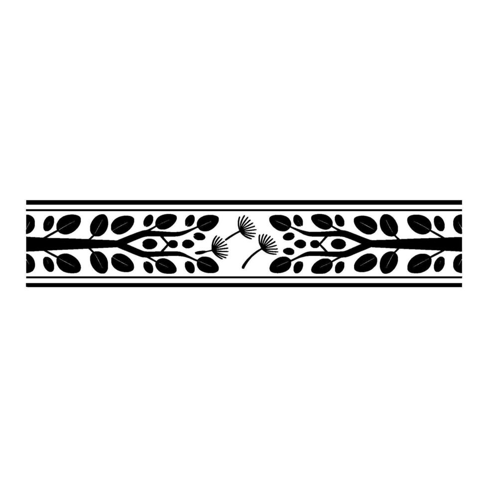 Minimalist Black White Nature Border - Leaves, Branches, Dandelions vector