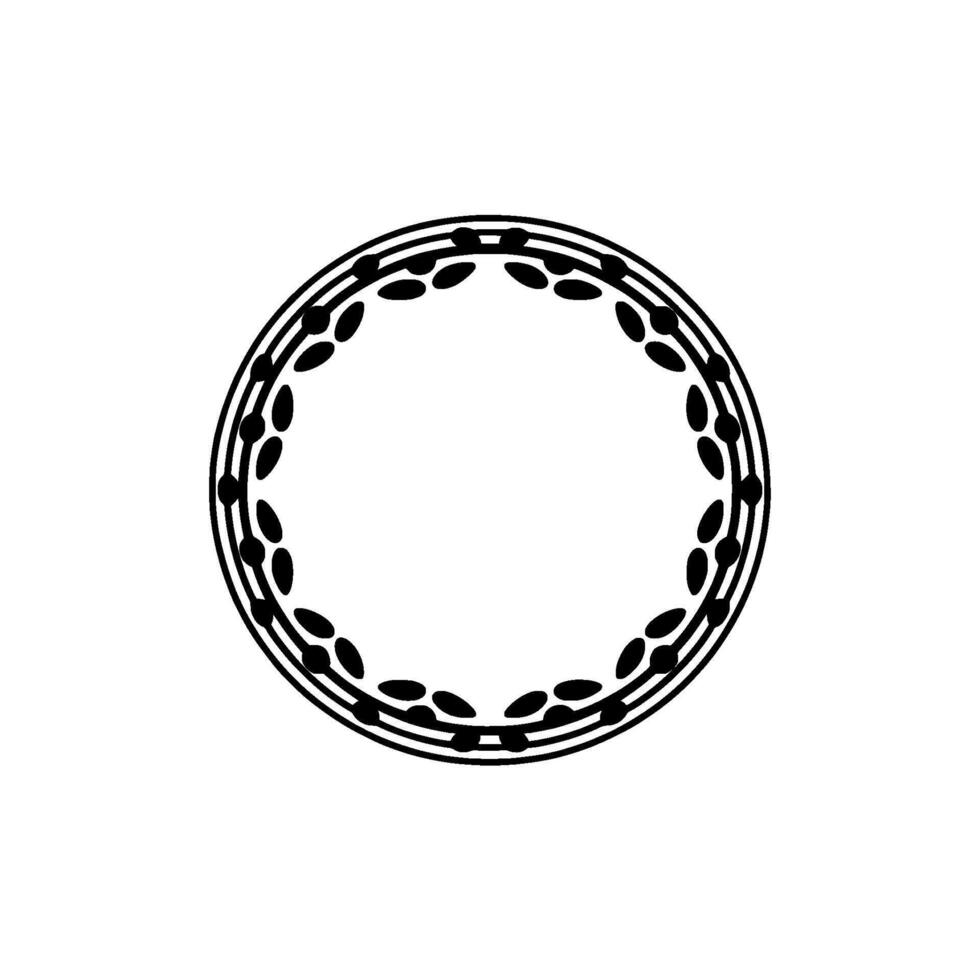 Minimalist Geometric Circle Frame with Leaf Motif vector