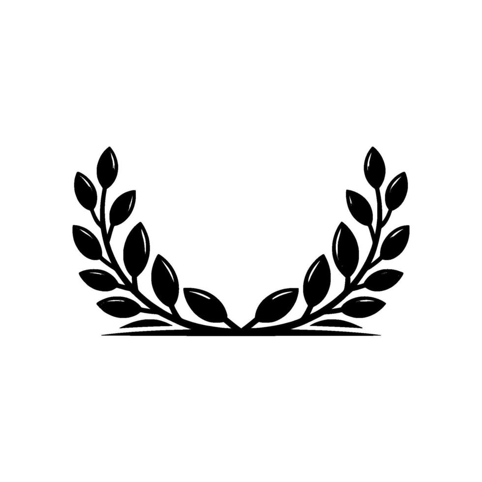 Elegant Leaf Laurel Wreath, Minimalist, Monochromatic, Decorative Element vector