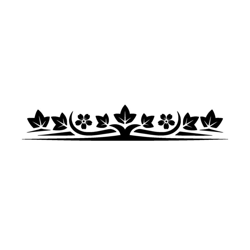 Elegant Floral Border Black White Decorative - Floral border vector