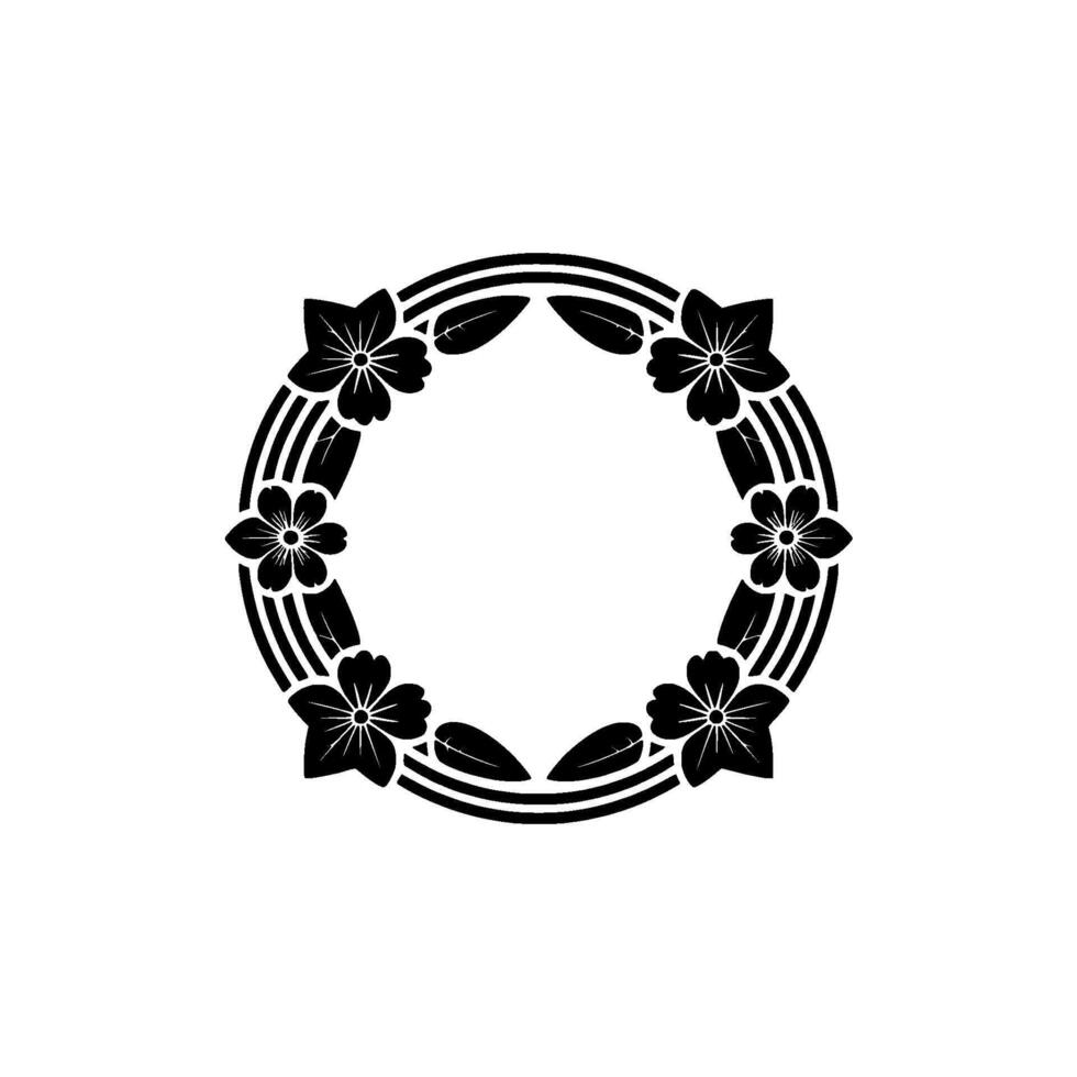 Floral Circle Frame Minimalist Japanese for Branding vector