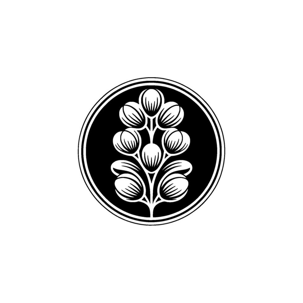 Black White Floral Emblem Elegant Circle, Modern Minimalism vector