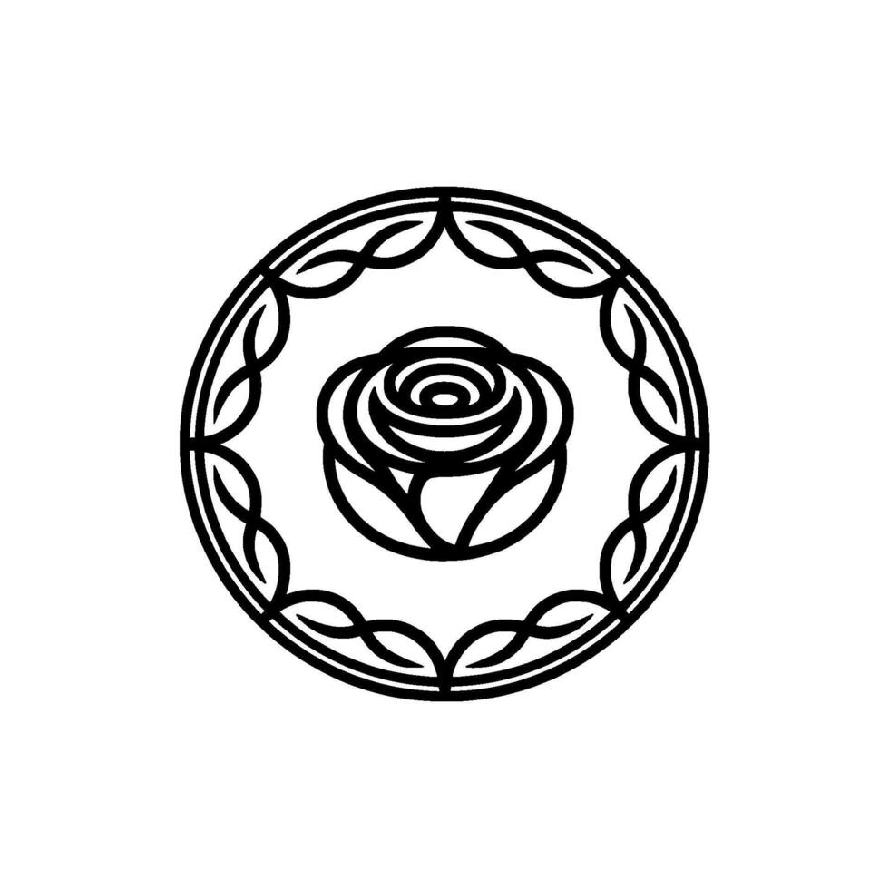 Elegant Rose Emblem Black and White Decorative vector