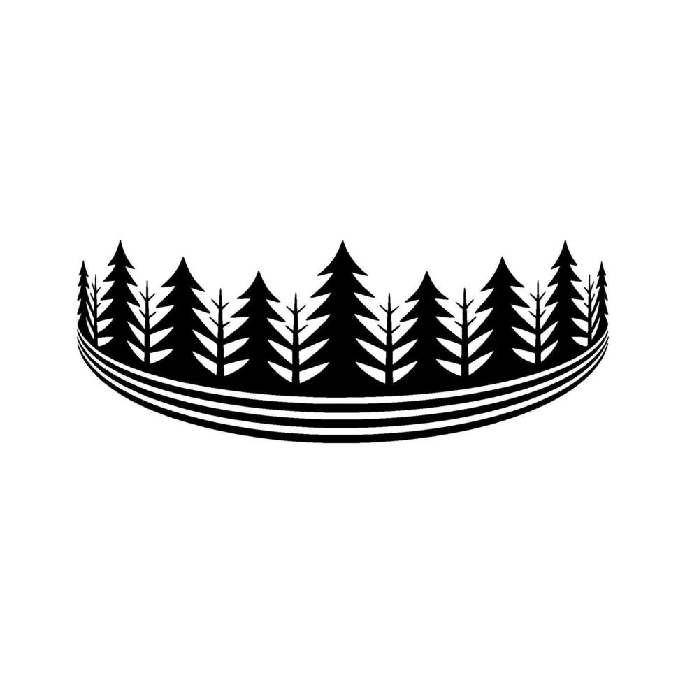 Black and White Forest Silhouette, Minimalist Evergreen vector