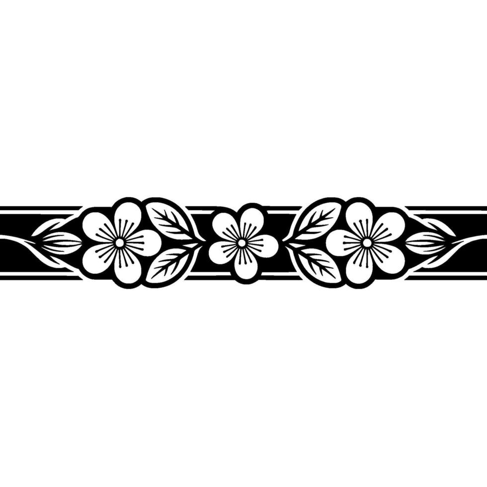 Minimalist Floral Border Black White, Elegant Element vector