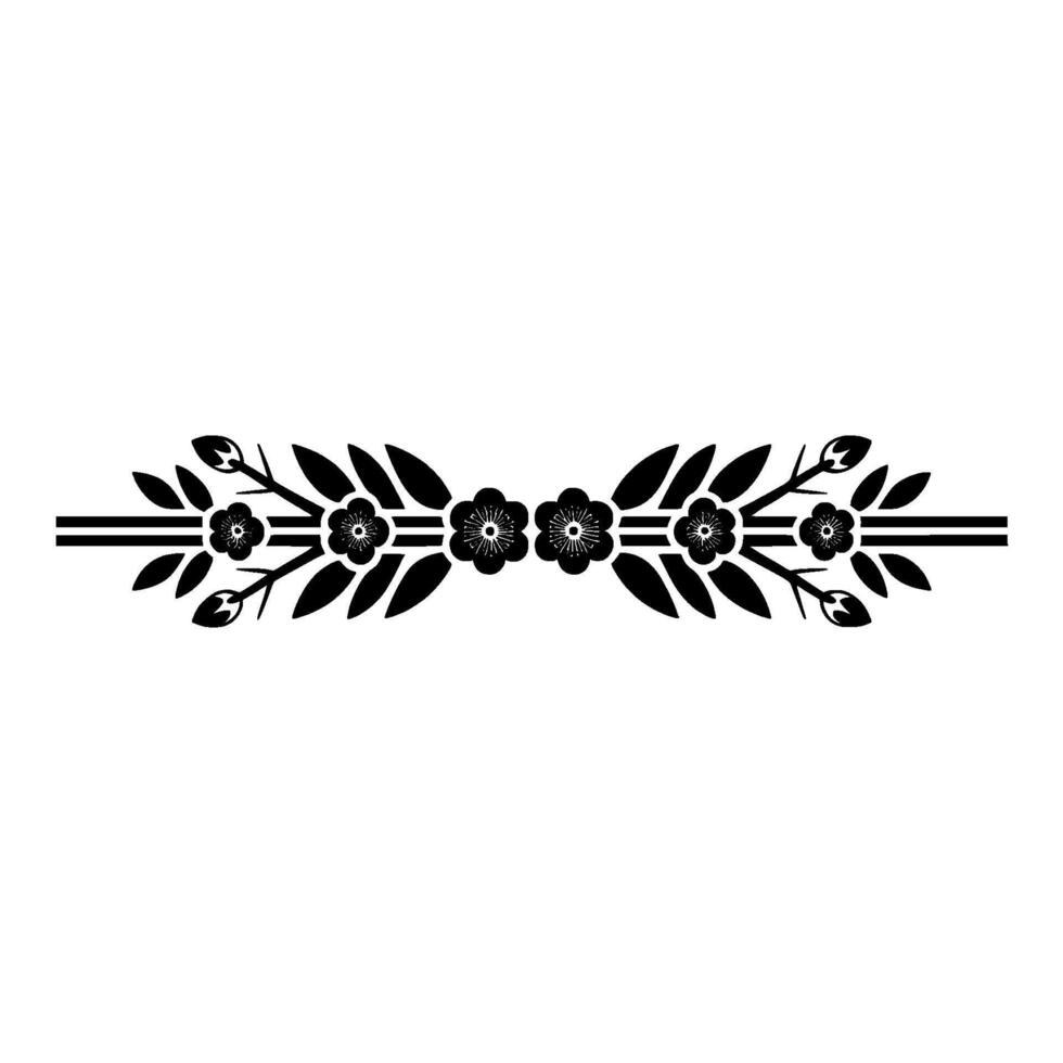 Elegant Black Floral Border - Decorative Element vector