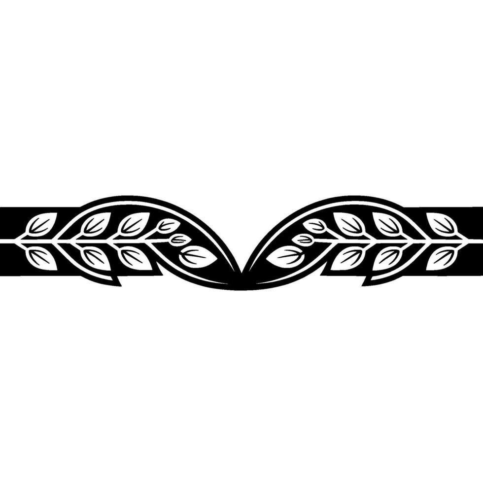 Elegant Leafy Border in Black, White, and Gray. Decorative Floral Element vector