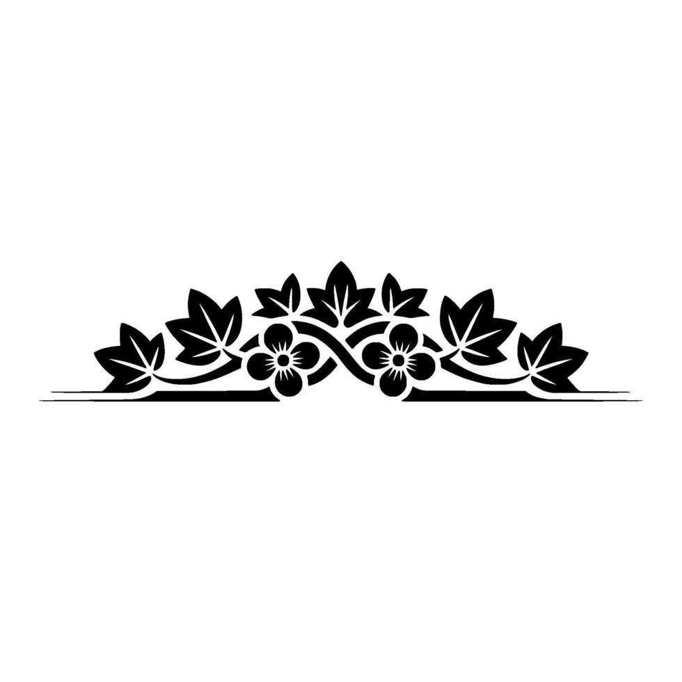 Elegant Floral Border Silhouette Decorative Element for vector