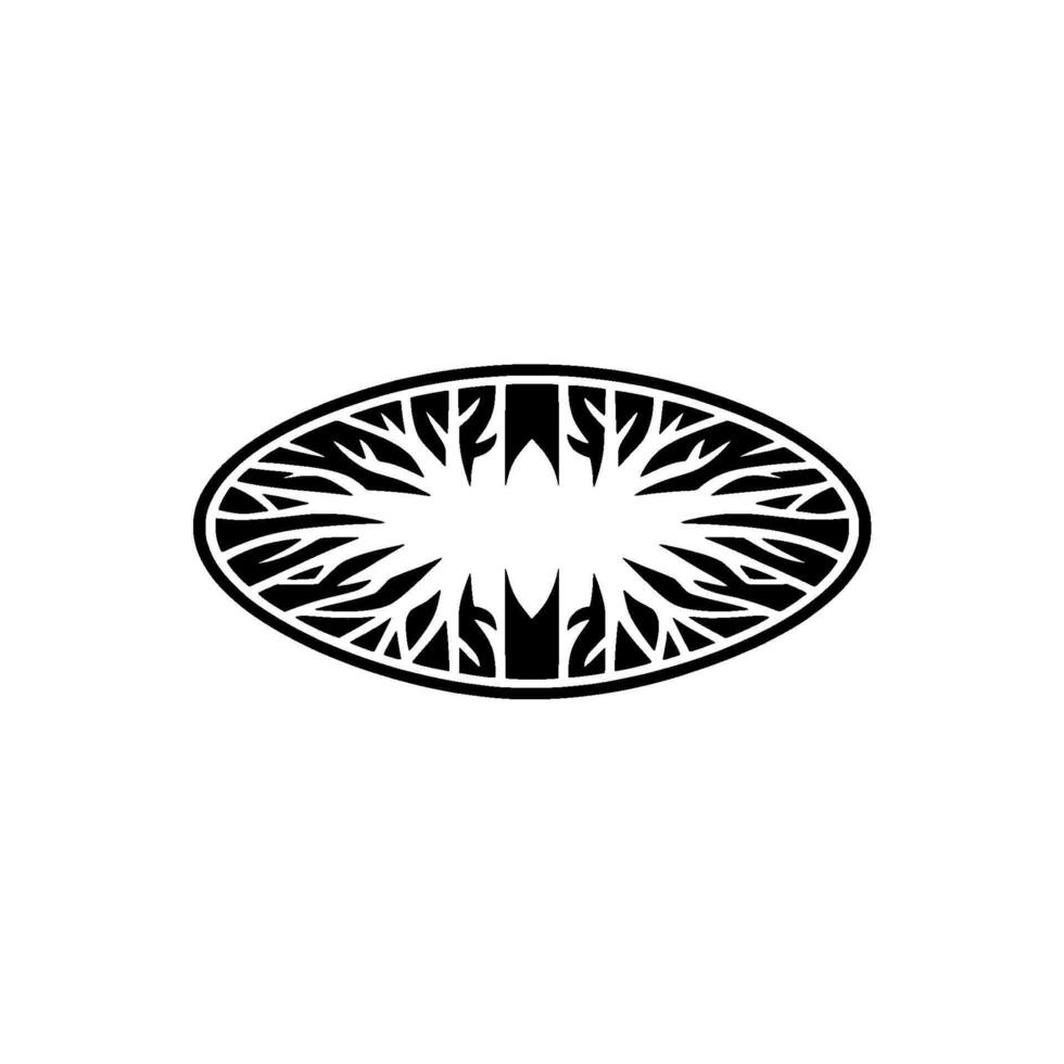 Abstract Oval with Tree Branch Motif, Black White vector