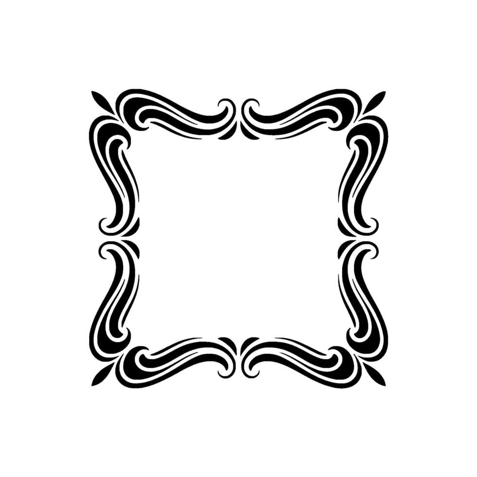 Elegant Black and White Floral Frame, Vintage Style, Square Border vector