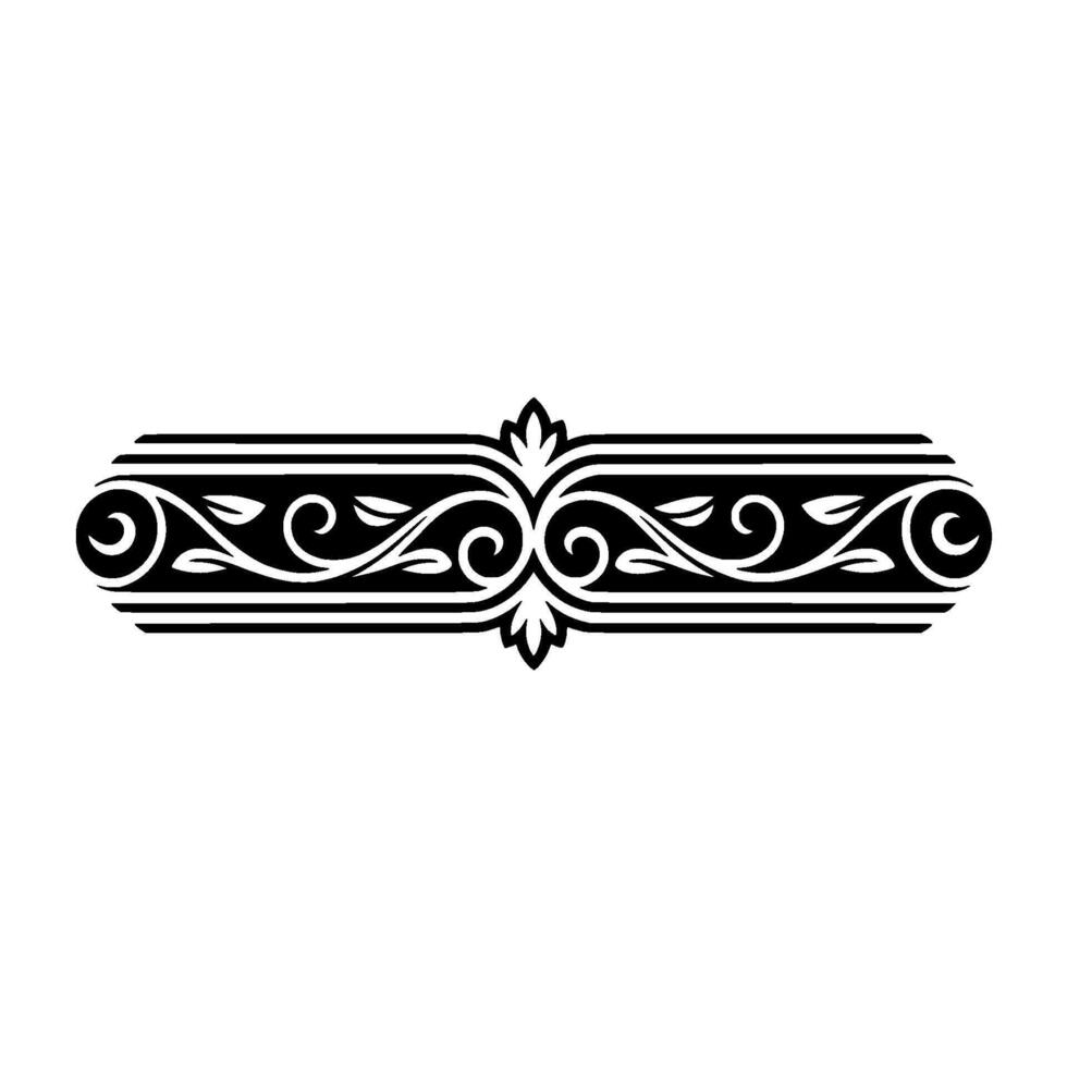 Elegant Black and White Ornamental Border Element - Floral vector