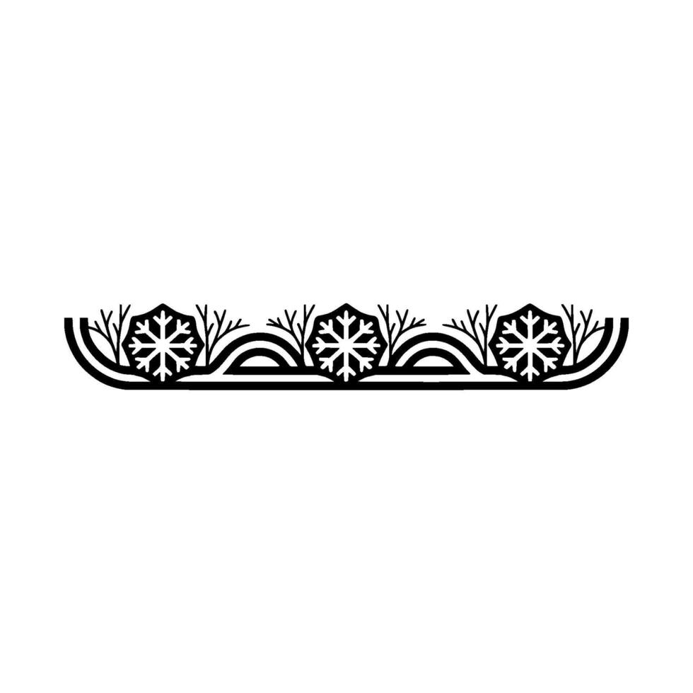Minimalist Winter Border Snowflakes, Trees, and Arcs vector