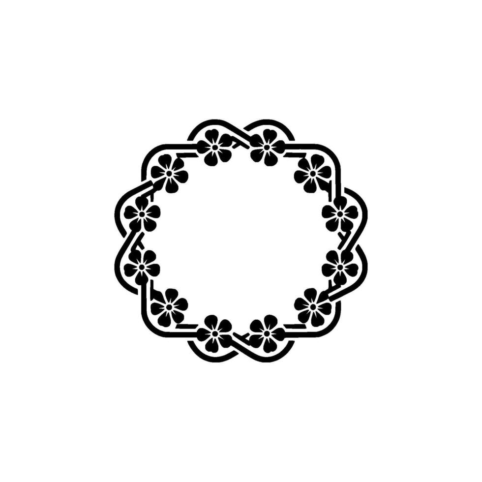 Minimalist Floral Frame, Black and White for Invitations vector
