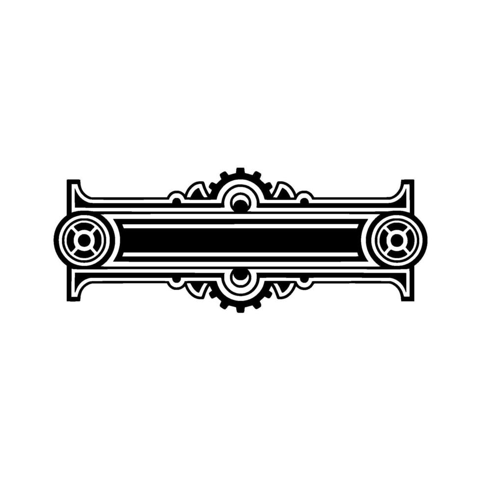 Steampunk Emblem, Black and White Geometric vector