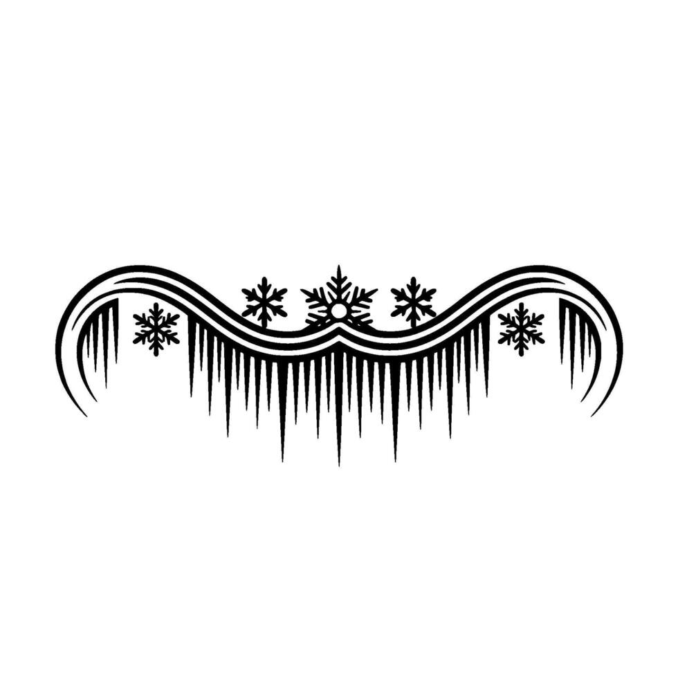 Winter Icicles and Snowflakes Black Silhouette Ornament vector