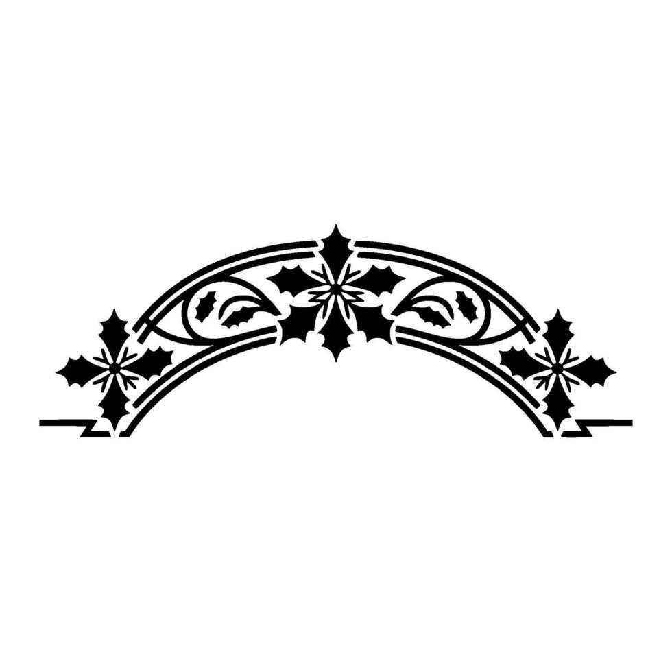 Festive Black and White Holly Arch Element vector