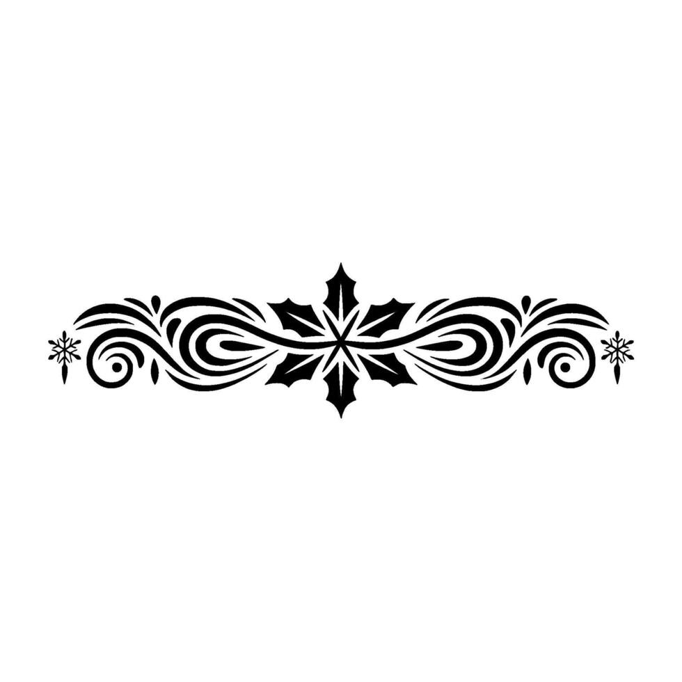 Elegant Black Ornamental Border with Snowflake Elements vector