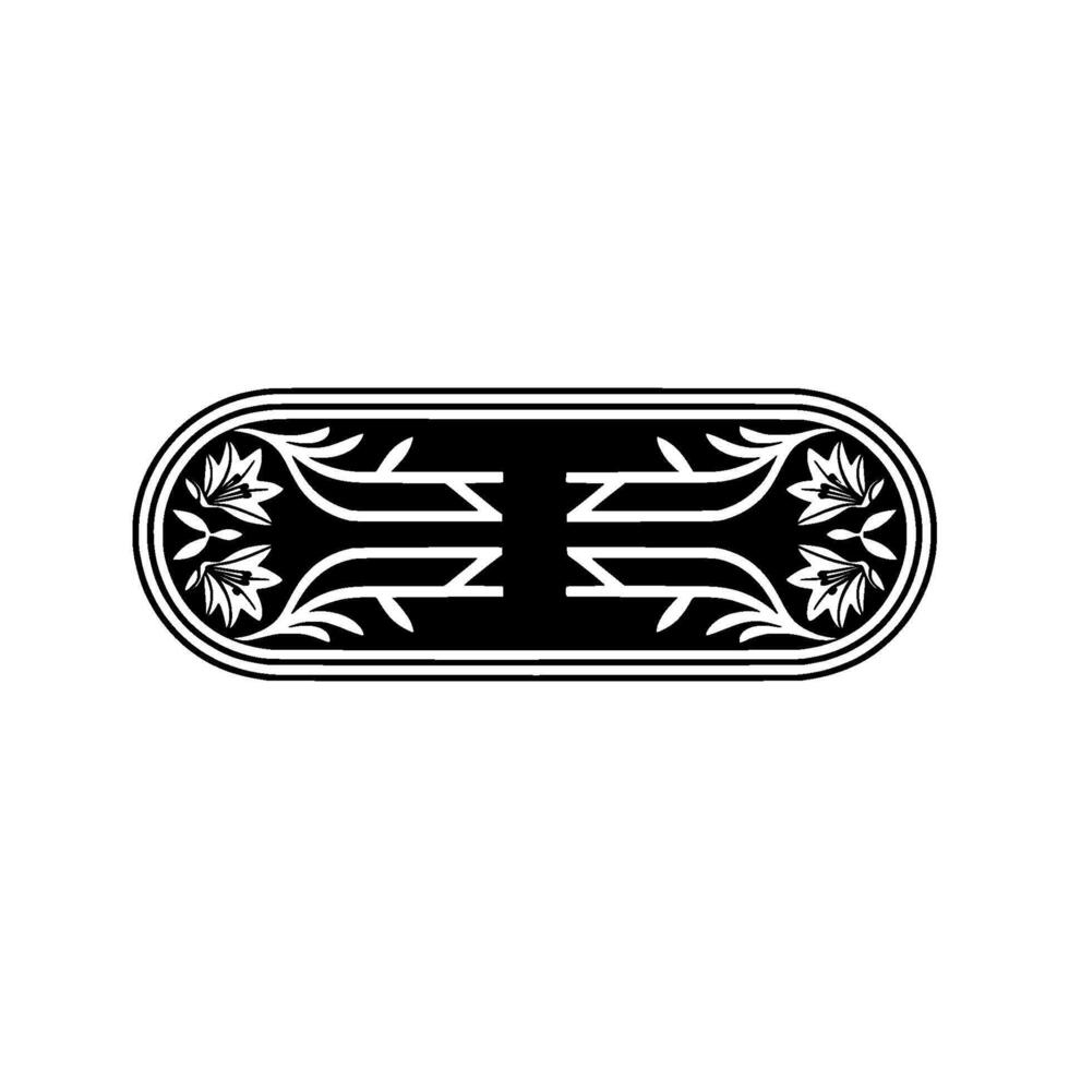 Elegant Black White Floral Ornament, Decorative Frame Element vector