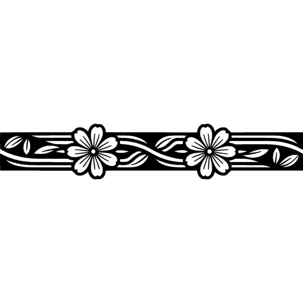 Elegant Black White- Floral Border vector