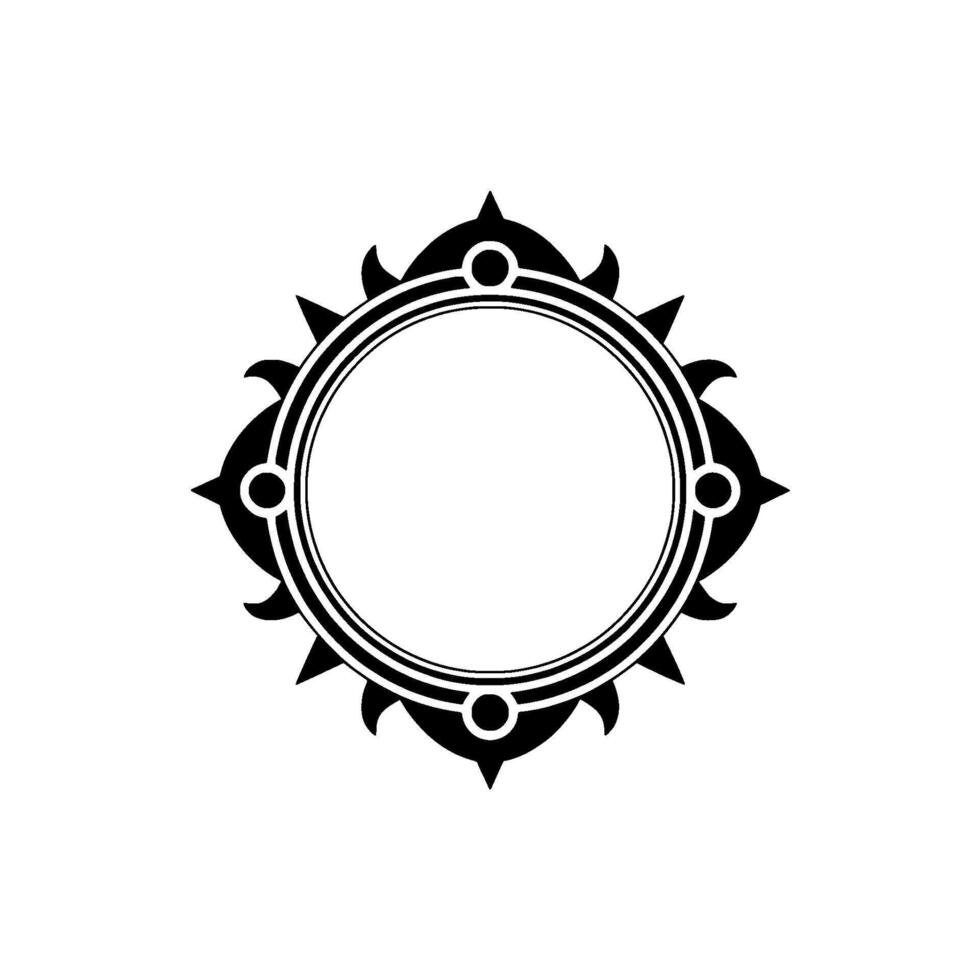 Elegant Black White Ornamental Circular Frame, Geometric vector