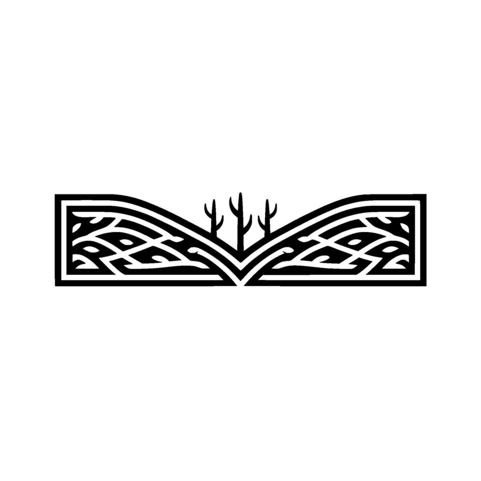 Geometric Black and White Border with Stylized Trees vector