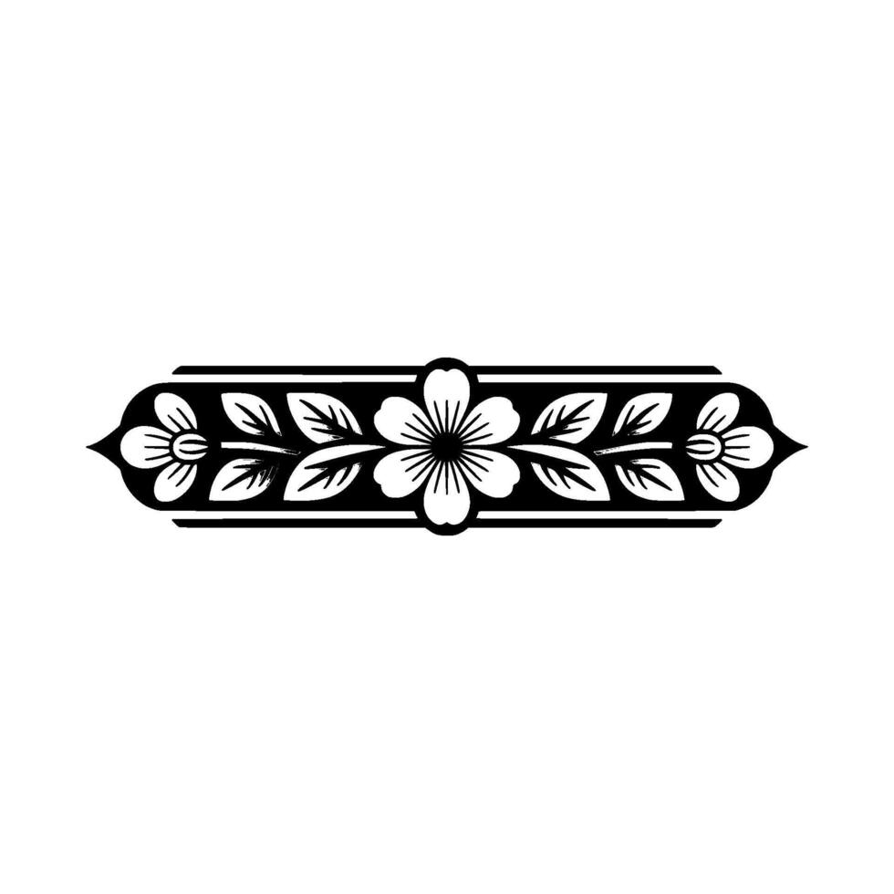 Elegant Floral Border Element - Black and White Decorative vector