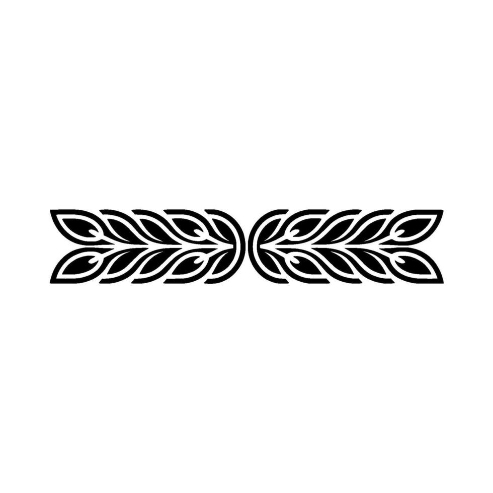Ornamental Black Leaf Element on White, Minimalist Pattern vector
