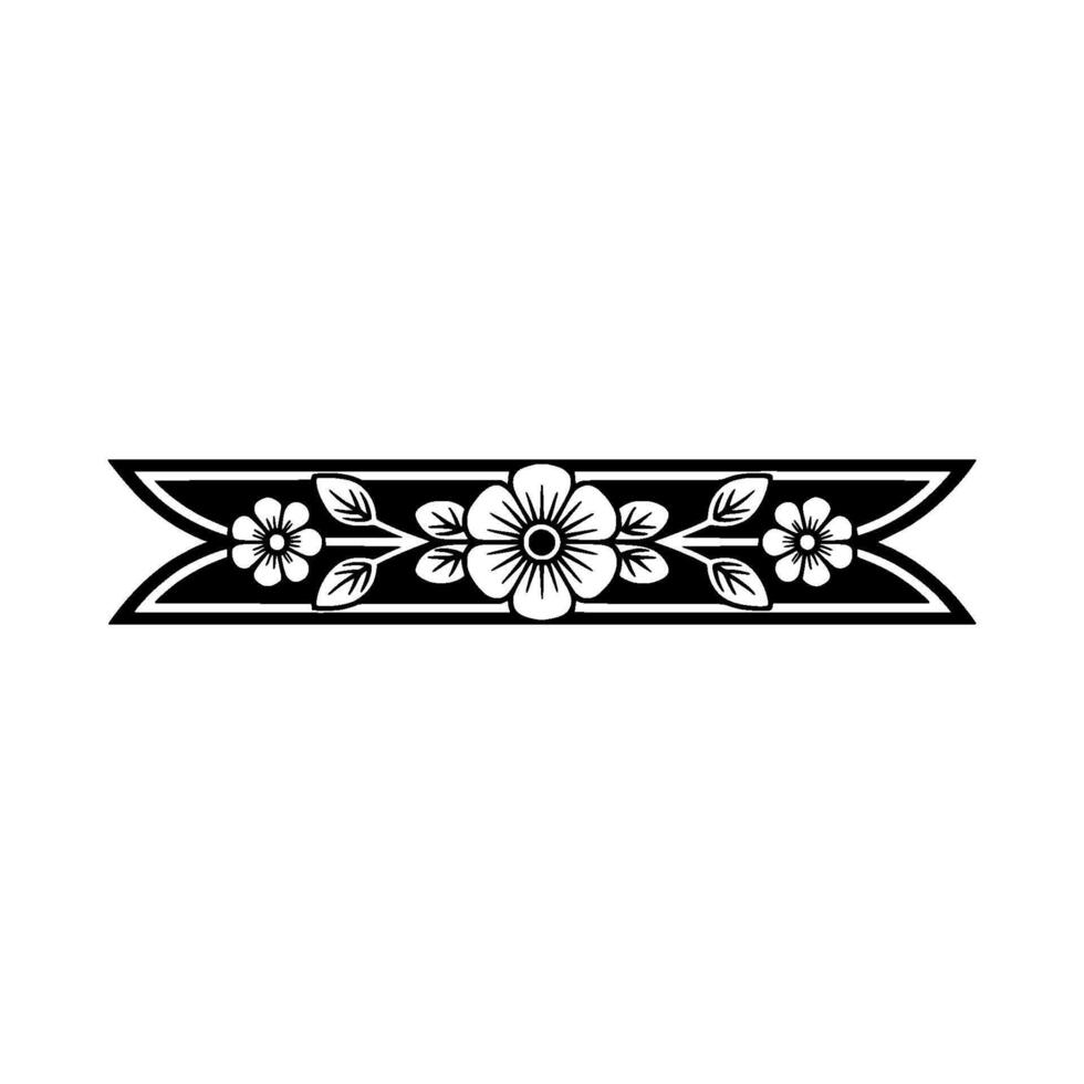 Floral Banner Decorative Black and White Element vector