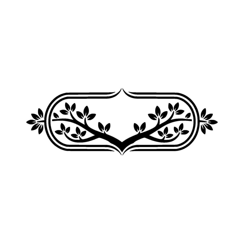 Elegant Branch Motif in a Frame, Black and White vector