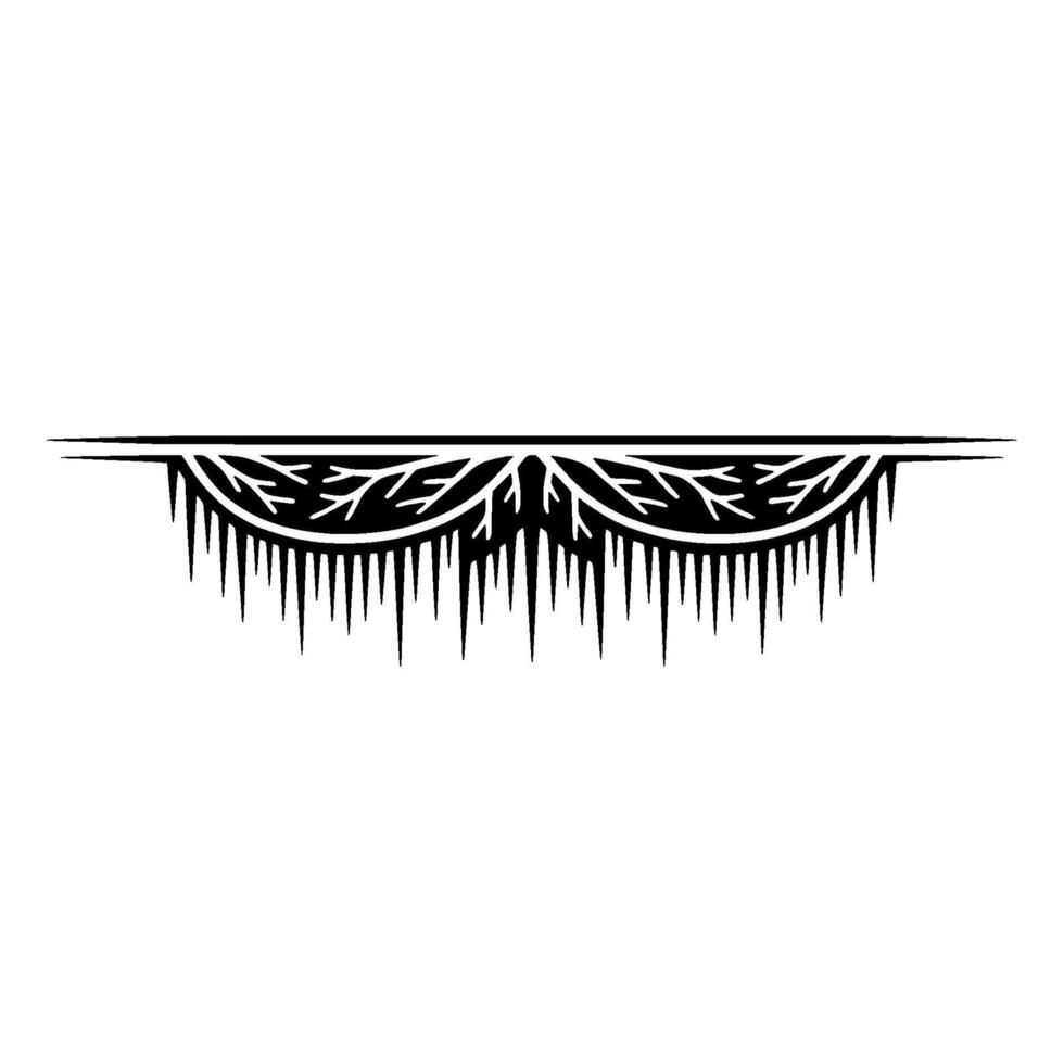 Icicle Border with Leafy Minimalist Black and White vector