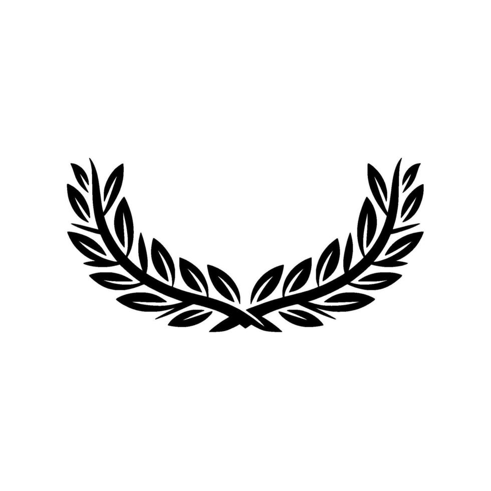 Minimalist Laurel Wreath Illustration on White Background - Leaves vector