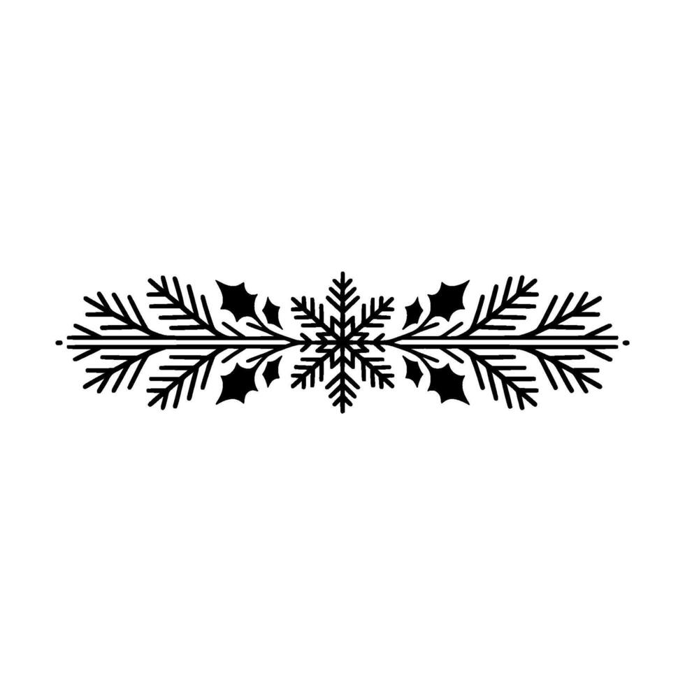 Winter Snowflake Holly Ornament - Festive Border vector