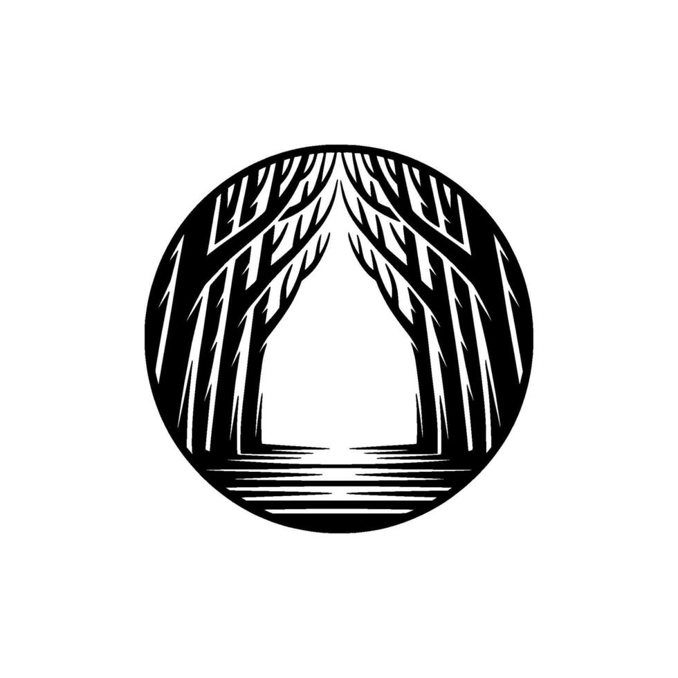 Forest Portal Minimalist Black and White vector