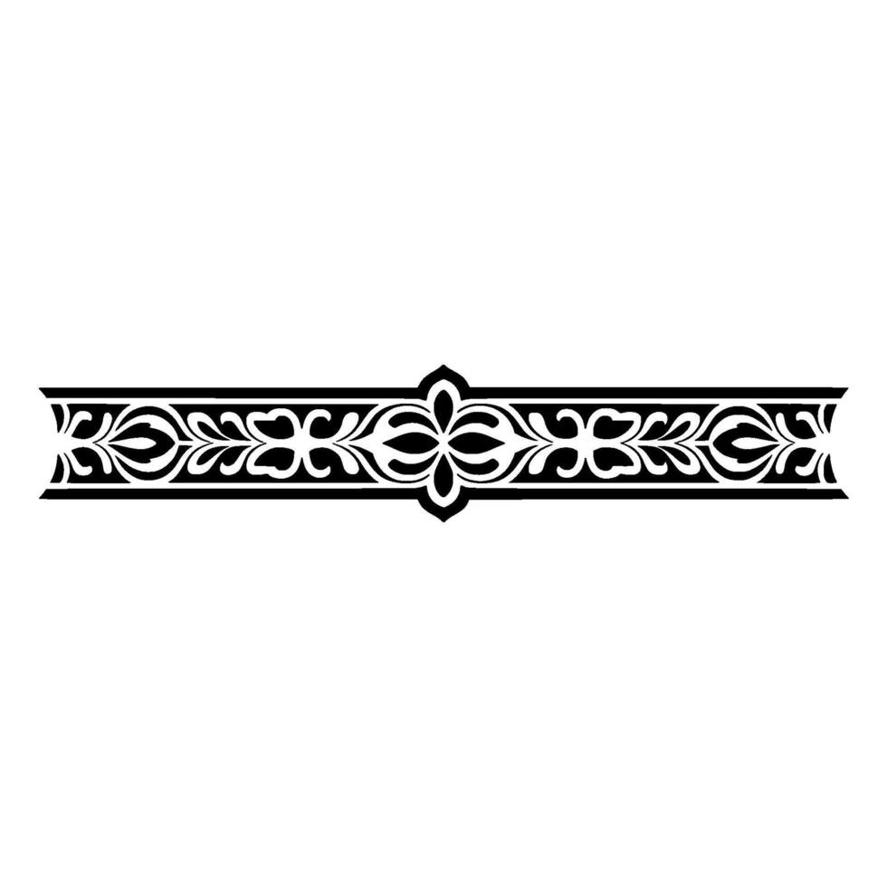 Elegant Ornamental Border Black Floral on White Background - Decorative vector