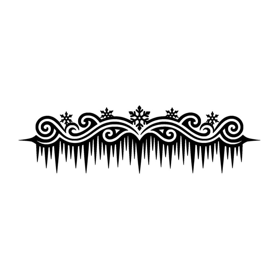 Winter Frost Ornament Icicles, Snowflakes, Swirls vector