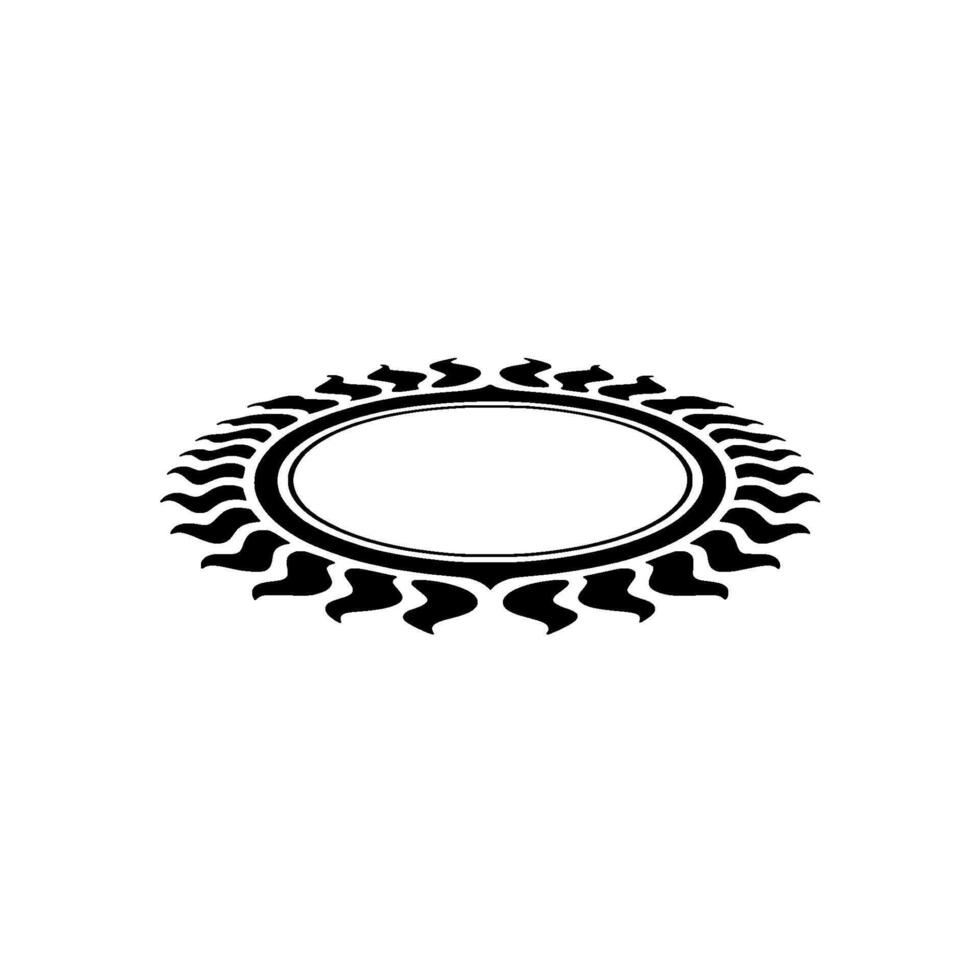 Black and White Ornate Oval Frame on White Background vector