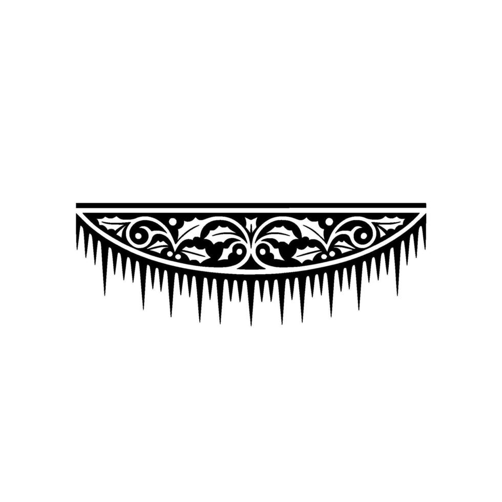 Christmas Ornament with Icicles and Holly, Black and White vector