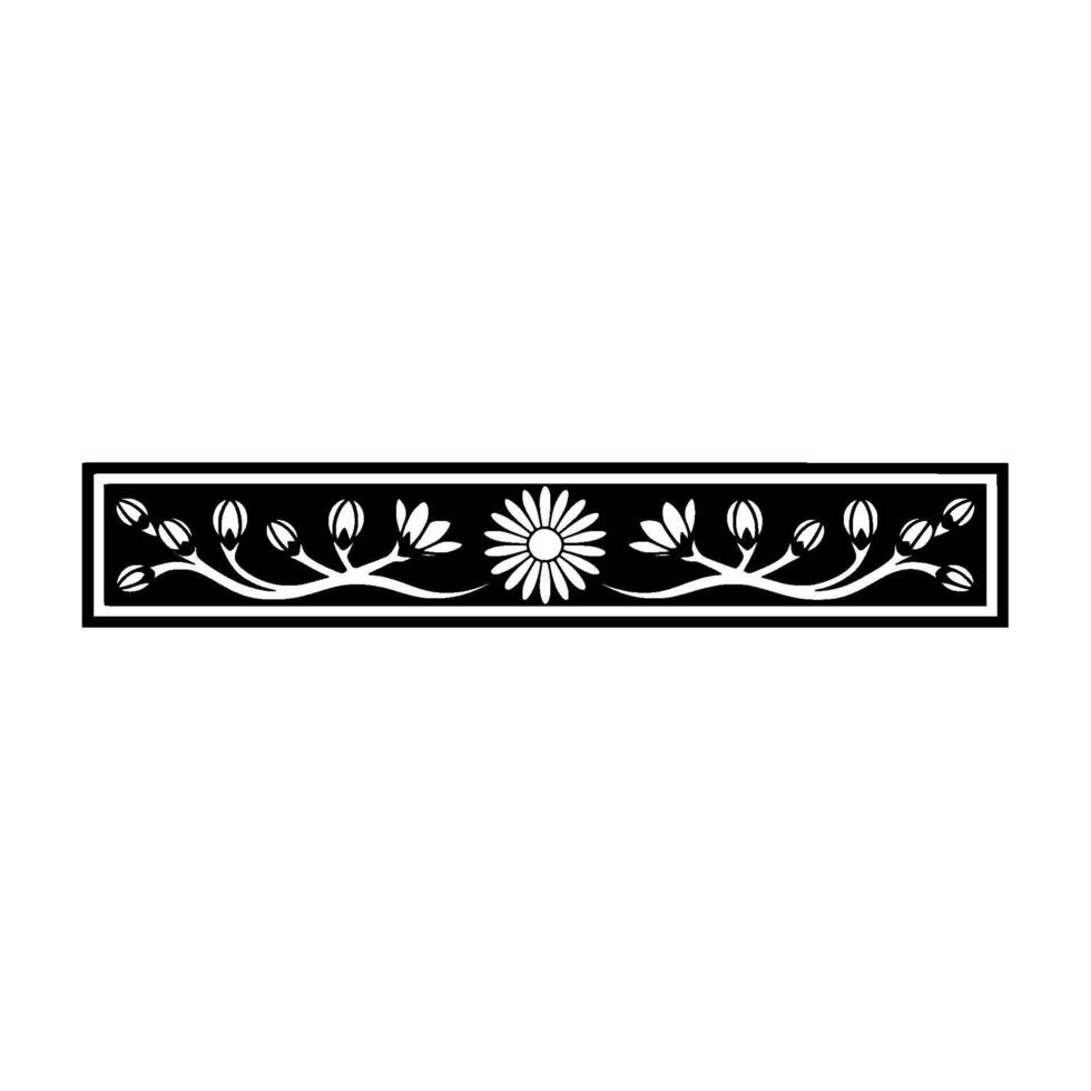Elegant Black White Floral Border on, White Background vector