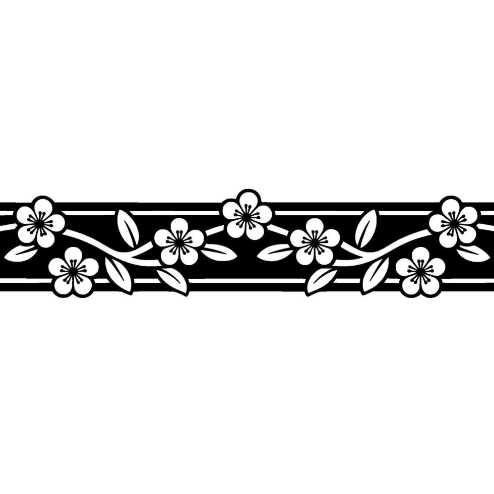 Elegant Black and White, Floral Border, Decorative Element vector