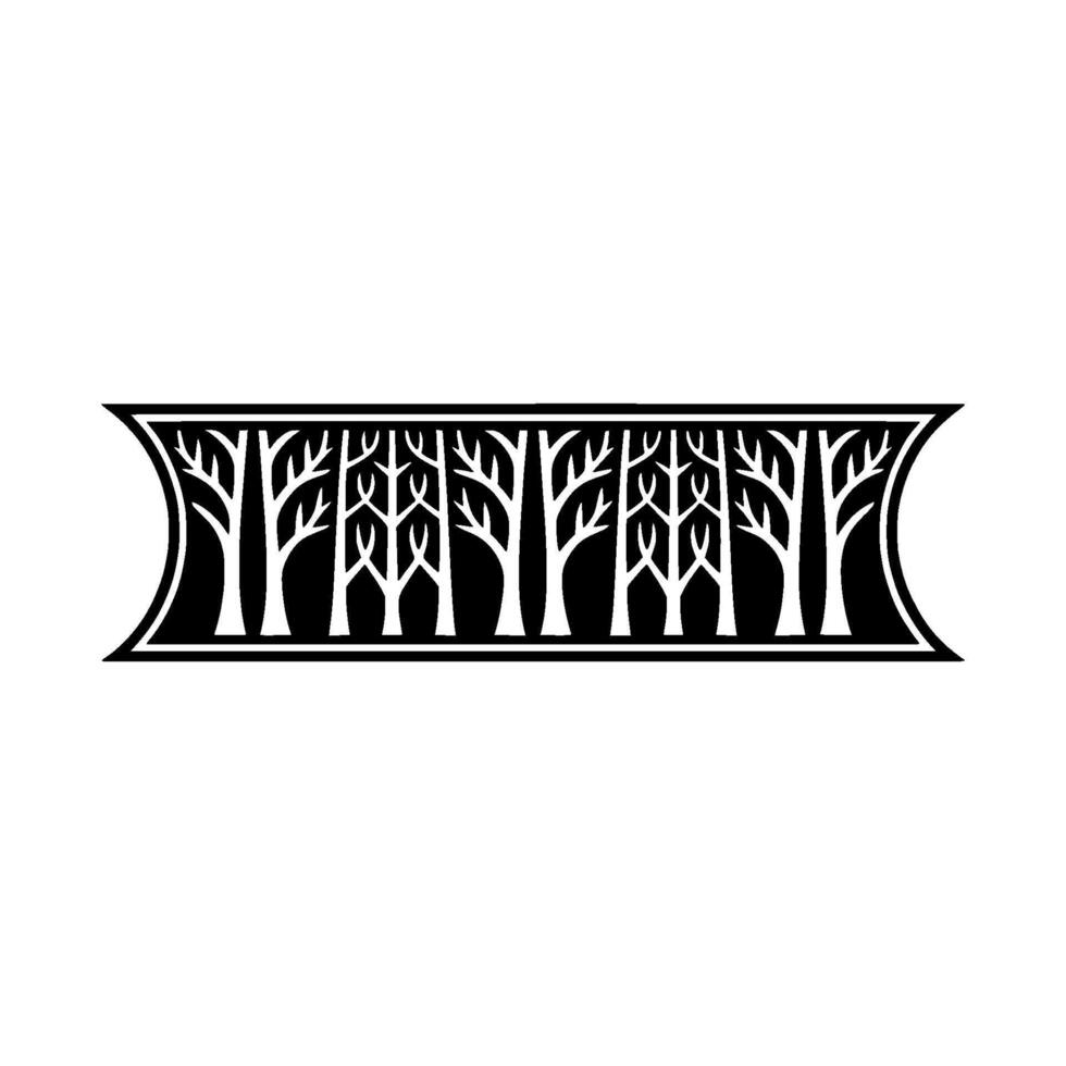 Stylized Forest Border Black and White Geometric vector