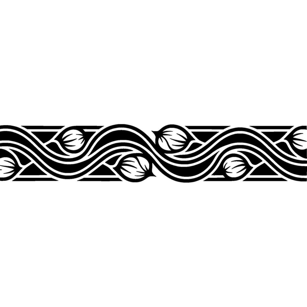 Art Nouveau Floral Border, Black and White, Decorative - Pattern vector